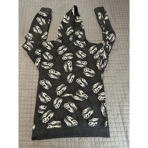 Assholes's Live Forever Hoodie Pullover Men Size Small Black Dinosaur AOP